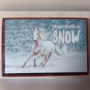 Box Of 10 Beautiful White Horse In Snow Christmas Cards